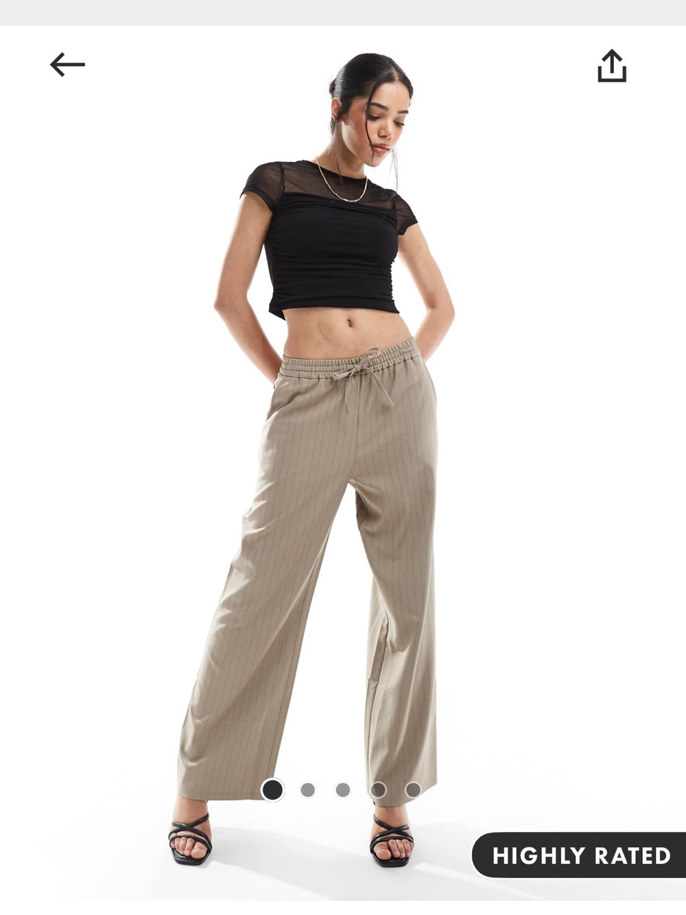 Miss Selfridge relaxed pants in tan pinstripe